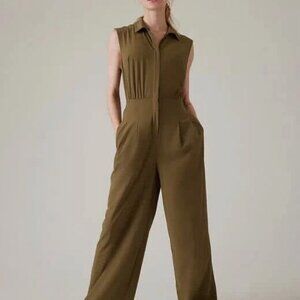 Athleta Brooklyn Heights Wide Leg Jumpsuit Acacia Olive Size 0